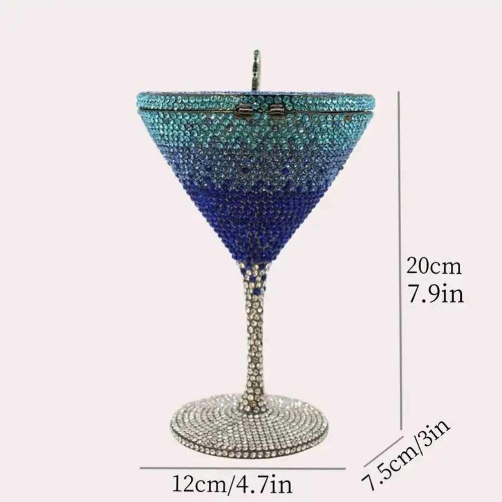 Red, White, and Blue Goblet martini, glass Rhinestone Crossbody NWT​ - Picture 2 of 4
